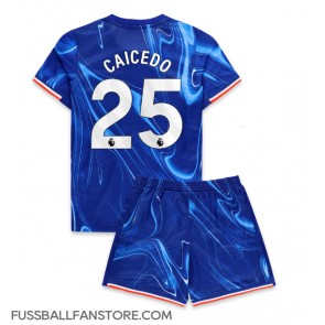 Chelsea Moises Caicedo #25 Replik Heimtrikot Kinder 2024-25 Kurzarm (+ Kurze Hosen)